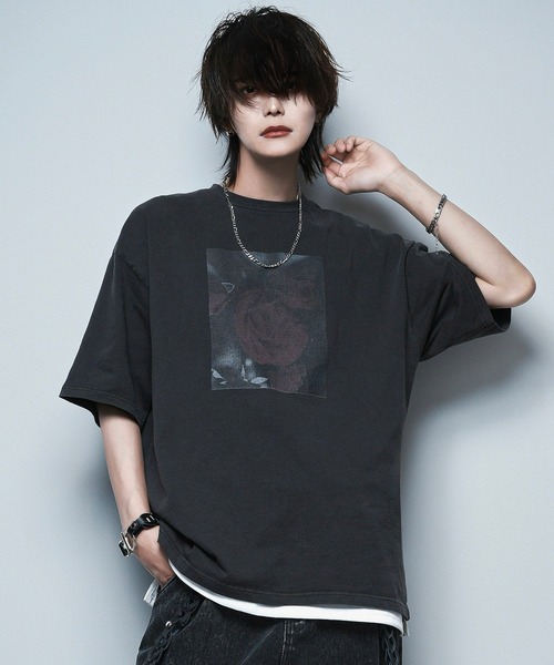 TAE ASHIDA 空プリント 半袖Tシャツ M　パワーネット 英字プリント半袖Tシャツ/カットソー 韓国ブランドセレクト│A