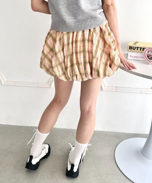 Loueme スカート チェック柄バルーンミニスカパン : ZOZOTOWN