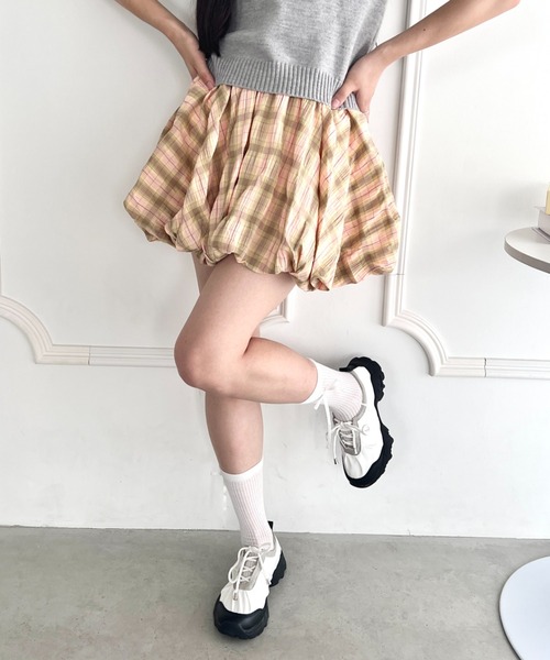 Loueme スカート チェック柄バルーンミニスカパン : ZOZOTOWN