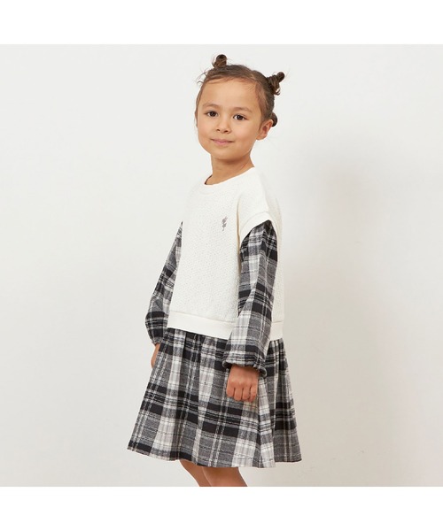 KP ワンピース レイヤード風チェックワンピース(90〜160) キッズ 子供 
