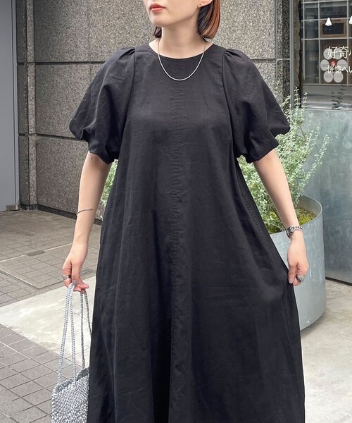 期間限定! DKNY バルーンスリーブ ミディワンピース コットンリネンバルーンスリーブワンピース｜フレディアンド