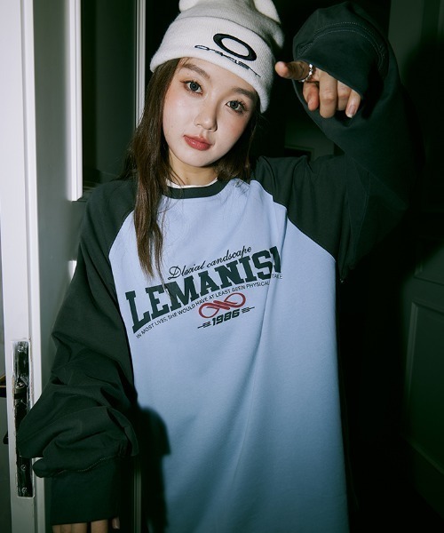 tシャツ 「Lemanism」フロントロゴ ラグランデザイン ヘビーウェイト 長袖Tシャツ ロンT レディース メンズ tシャツ 「Lemanism」フロントロゴ ラグランデザイン