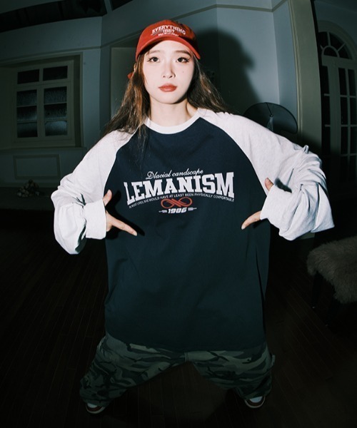 tシャツ 「Lemanism」フロントロゴ ラグランデザイン ヘビーウェイト 長袖Tシャツ ロンT レディース メンズ tシャツ 「Lemanism」フロントロゴ ラグランデザイン