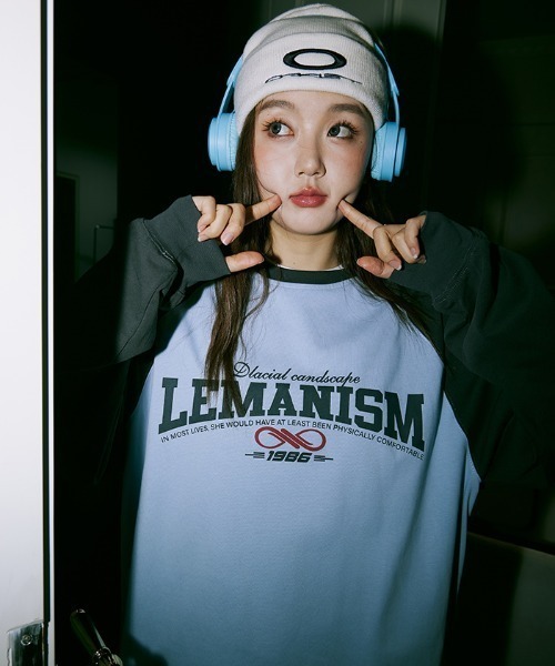tシャツ 「Lemanism」フロントロゴ ラグランデザイン ヘビーウェイト 長袖Tシャツ ロンT レディース メンズ tシャツ 「Lemanism」フロントロゴ ラグランデザイン