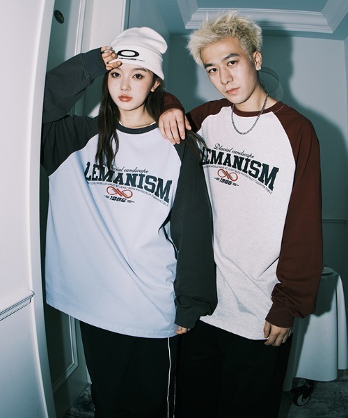 tシャツ 「Lemanism」フロントロゴ ラグランデザイン ヘビーウェイト 長袖Tシャツ ロンT レディース メンズ tシャツ 「Lemanism」フロントロゴ ラグランデザイン