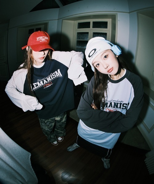 tシャツ 「Lemanism」フロントロゴ ラグランデザイン ヘビーウェイト 長袖Tシャツ ロンT レディース メンズ tシャツ 「Lemanism」フロントロゴ ラグランデザイン