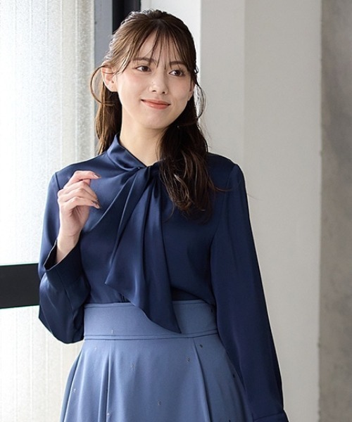 ブラウス シャツ ねじりボウタイブラウス レディース