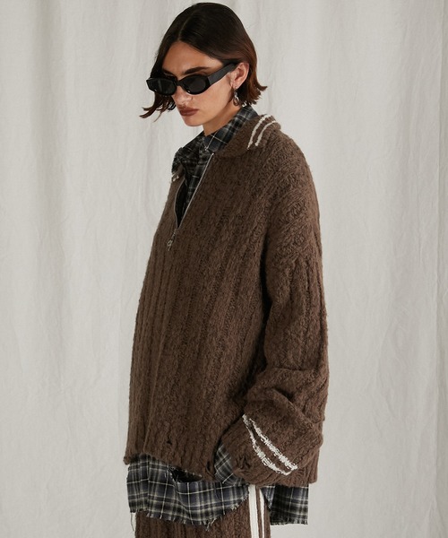 PRANK PROJECT / プランクプロジェクト | Polo Neck ニット | F | ブラック | レディース PRANK PROJECT（プランクプロジェクト） ニット セーター ポロネック