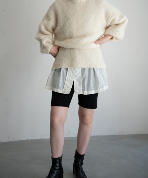 hwyl パンツ 「2点セット」スカートレイヤードニットバイカー