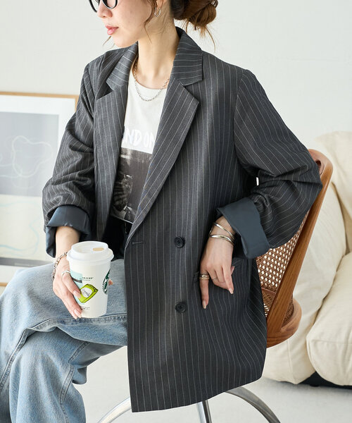 美品LIKEFORLIKEストライプジャケットブラウス 美品LIKEFORLIKEストライプジャケットブラウス