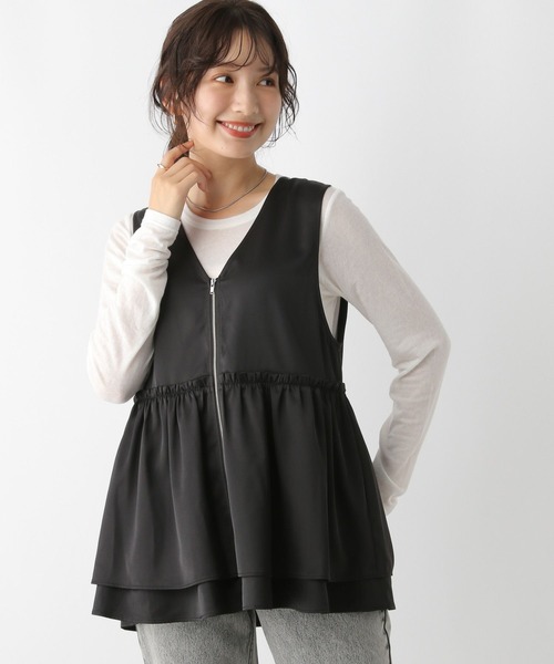 LEPSIM ベスト ジレ ギャザーZIPベスト 153052 レディース