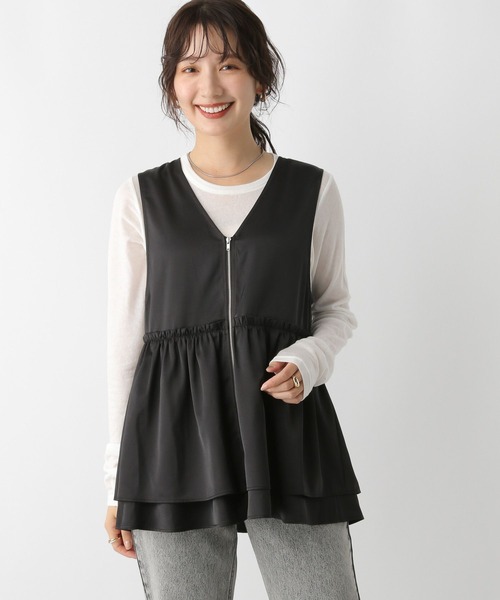 LEPSIM ベスト ジレ ギャザーZIPベスト 153052 レディース