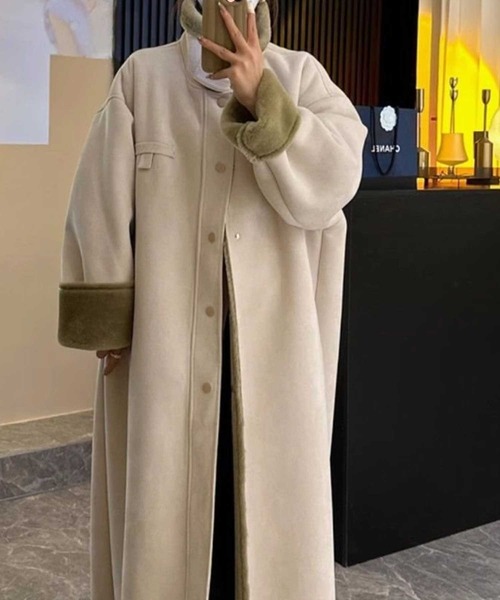 Hiiページ ロングコート アウター CADBURY コート アウター フェイクファーロングコート レディース