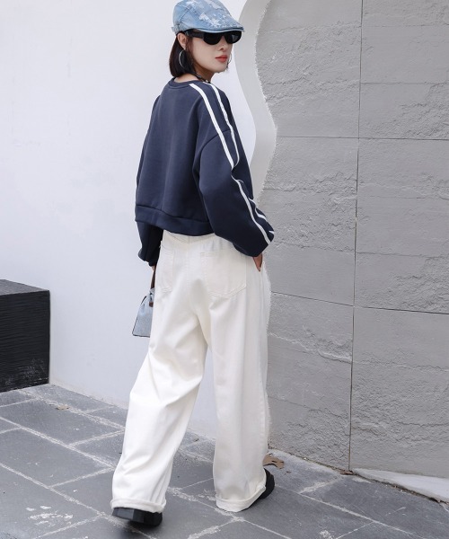 miniministore トレーナー スウェット ショート丈 サイドライン