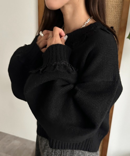apres jour mignon ニット フリルレースVニット「ZOZOTOWN限定アイテム 