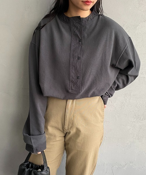 【美品】THE SHINZONE ミリタリーヘンリーカットソー Shinzone｜コットン ミリタリー ヘンリーネック プルオーバー