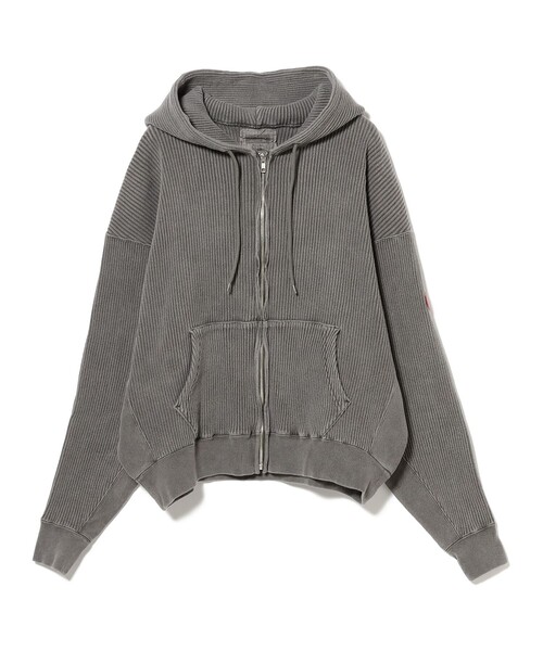 人気定番の WIDE OVERDYE / スウェット トレーナー C.E RIB HOODY ZIP CUT トップス