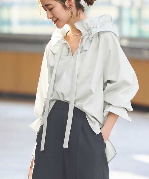 RUIRUE BOUTIQUE 長袖ブラウス オフホワイト Lサイズ RUIRUE BOUTIQUE ブラウス シャツ 洗える ストレッチ