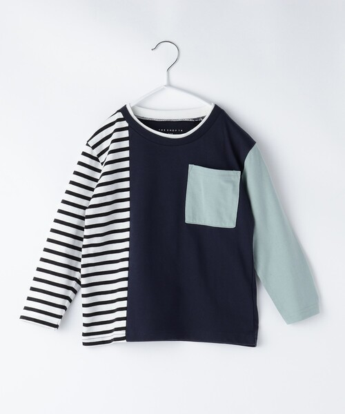 THE SHOP TK tシャツ 「100-150」ブロッキング長袖Tシャツ/洗濯機OK