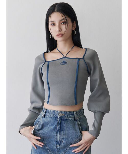 ニット セーター リボンネックニット レディース Kappa ニット セーター 「Kappa」トリミングリボンネックニット
