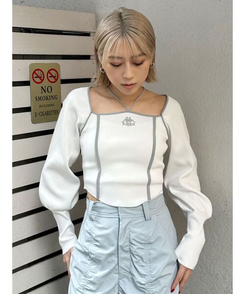 ニット セーター リボンネックニット レディース Kappa ニット セーター 「Kappa」トリミングリボンネックニット