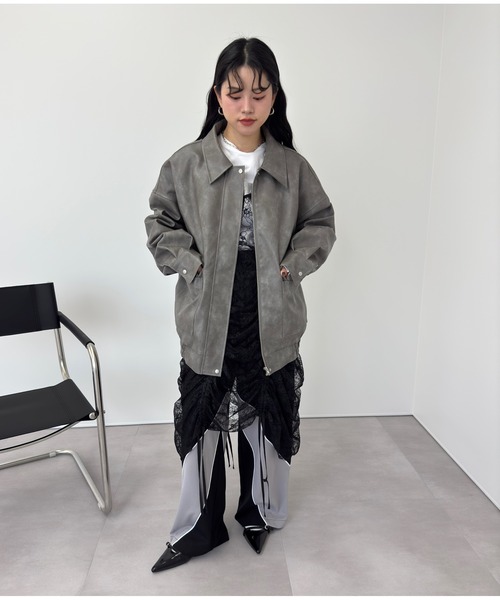 miette（ミエット） ブルゾン アウター フェイクレザーステンカラー 