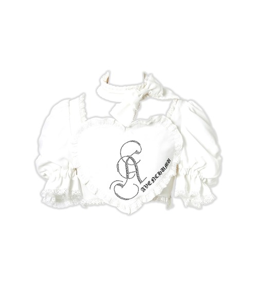 AVENCHUMU ブラウス シャツ Front heart rhinestone logo blouse