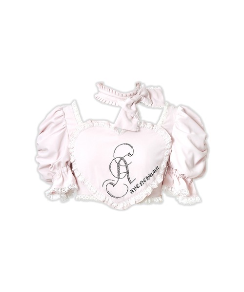 【AVENCHUMU】 リボンブラウス AVENCHUMU ブラウス シャツ Front heart rhinestone logo blouse