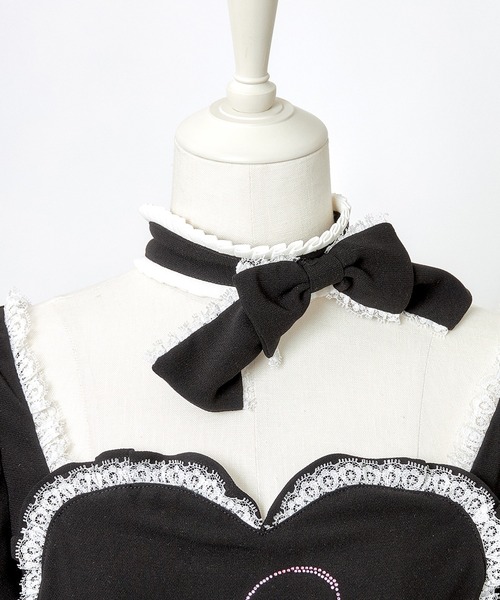 AVENCHUMU ブラウス シャツ Front heart rhinestone logo blouse
