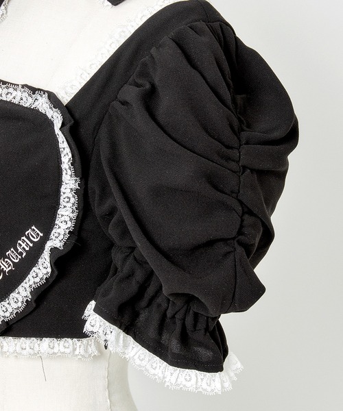 AVENCHUMU ブラウス シャツ Front heart rhinestone logo blouse