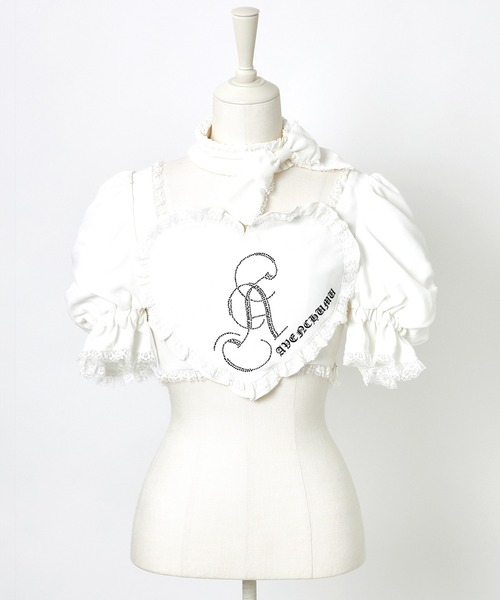 ブラウス シャツ Rhinestone logo sailor collar shirt レディース AVENCHUMU ブラウス シャツ Front heart rhinestone logo blouse