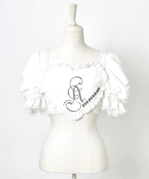 ブラウス シャツ Rhinestone logo sailor collar shirt レディース AVENCHUMU ブラウス シャツ Front heart rhinestone logo blouse