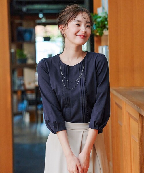 tシャツ ピンタックレースカットソーTブラウス レディース Tiaclasse tシャツ ピンタックレースカットソーTブラウス