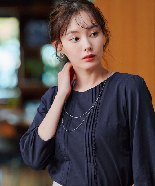 tシャツ ピンタックレースカットソーTブラウス レディース Tiaclasse tシャツ ピンタックレースカットソーTブラウス