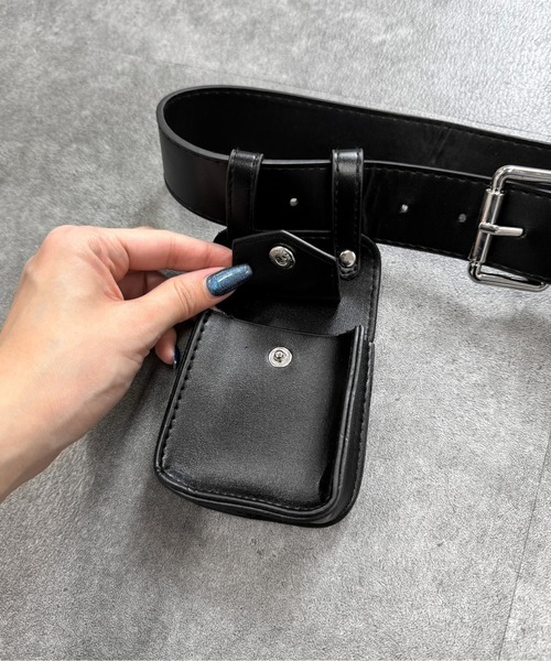 ベルト 「LVEU.」デザインポーチベルト / ベルト アクセサリー ケース 2way 合成皮革 合皮 ブラック レディース | LVEU. | 18