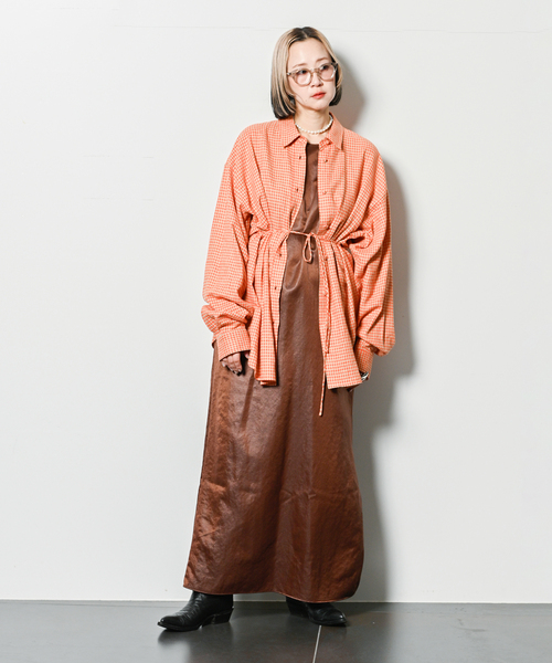 CITYSHOP AMERICAN SLEEVE DRESSワンピース ブラウン AMERICAN SLEEVE DRESS：ワンピース（ワンピース）｜CITYSHOP