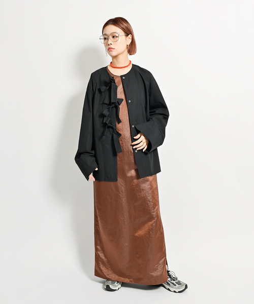 CITYSHOP AMERICAN SLEEVE DRESSワンピース ブラウン AMERICAN SLEEVE DRESS：ワンピース（ワンピース）｜CITYSHOP