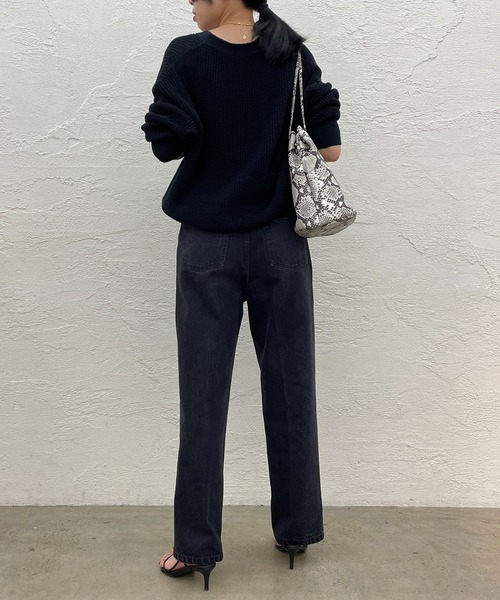 [LOUNGEDRESS] [ai no de] обработка Denim брюки M черный женский 