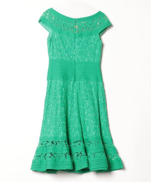 TadashiShoji レースノースリーブドレス Vバック ノースリーブ タイトロングドレス｜TADASHI SHOJI