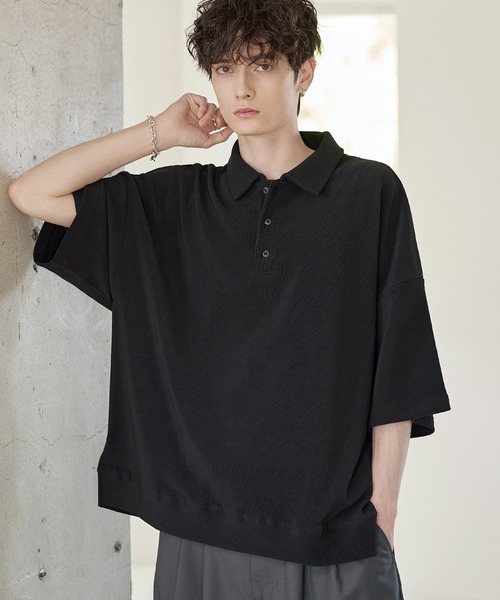 ポロシャツ リップルプリーツルーズポロシャツ メンズ レディース