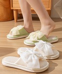 スリッパ ワッフル リボン オープン フラット...の詳細画像1