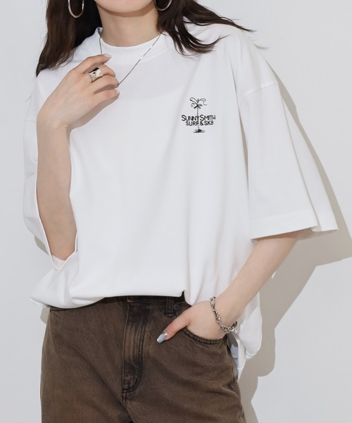 Sunny Smith tシャツ ヤシの木イラストロゴ両面刺繍Tシャツ メンズ