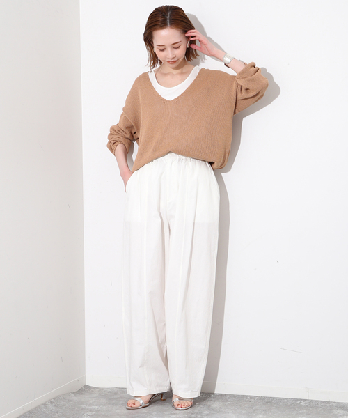 「IENA」 Vネックニット - ベージュ レディース SLOBE IENA 「SLOBE IENA」 Vネックニット - ベージュ