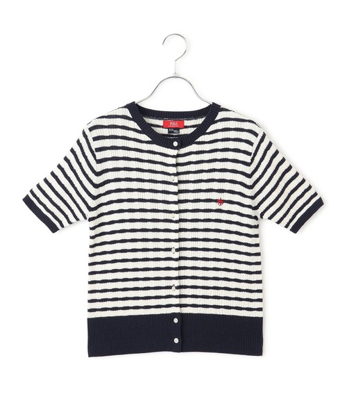 カーディガン 「POLO BCS」VIS別注ハーフスリーブミニケーブルカーディガン レディース VIS｜【POLO BCS】VIS別注ハーフスリーブミニケーブル