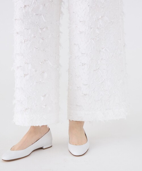 パンツ フラワーカットジャカード セミワイドパンツ レディース_9