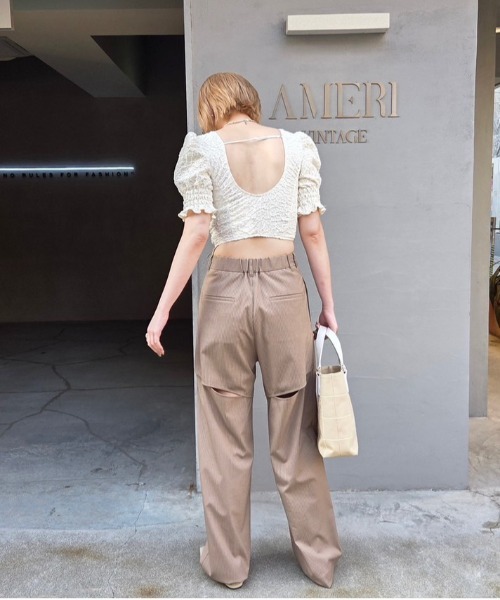 Ameri（アメリ） ワイドパンツ パンツ MEDI BACK CUT OUT PANTS