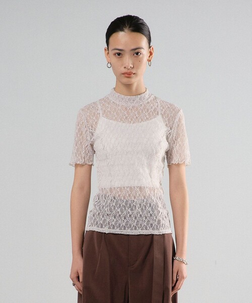 UNITED TOKYOシアートップス UNITED TOKYO tシャツ パネルレースシアープルオーバー