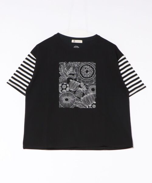 tシャツ (BD)「BARNDOOR」レース素材 フリル フラワー Tシャツ レディース BARNDOOR tシャツ (BD)「BARNDOOR」チュール フリル フラワー