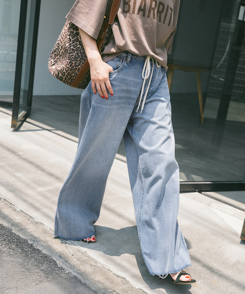 美品 Spick&Span 5 1/2 ワイド ストレート デニム 38 Spick＆Span ジーンズ デニム デニムパンツ 5 1/2 SOFT