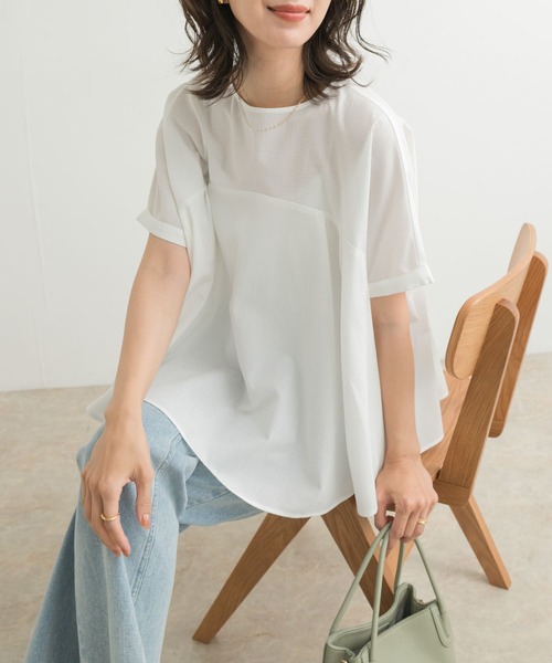 tシャツ フレア切替えブラウス レディース